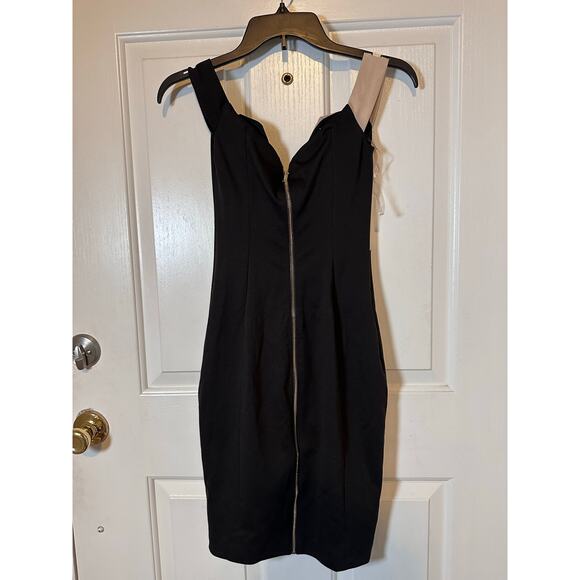 House of CB Dress Women's XS Black/Nude Rodene Two-Tone Cross Over Bodycon NWT - Picture 8 of 8